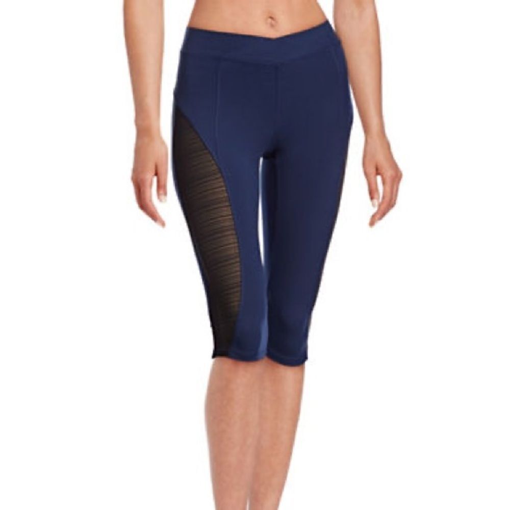 Ivy Park Mesh Panel Capri V-waist Leggings-navy